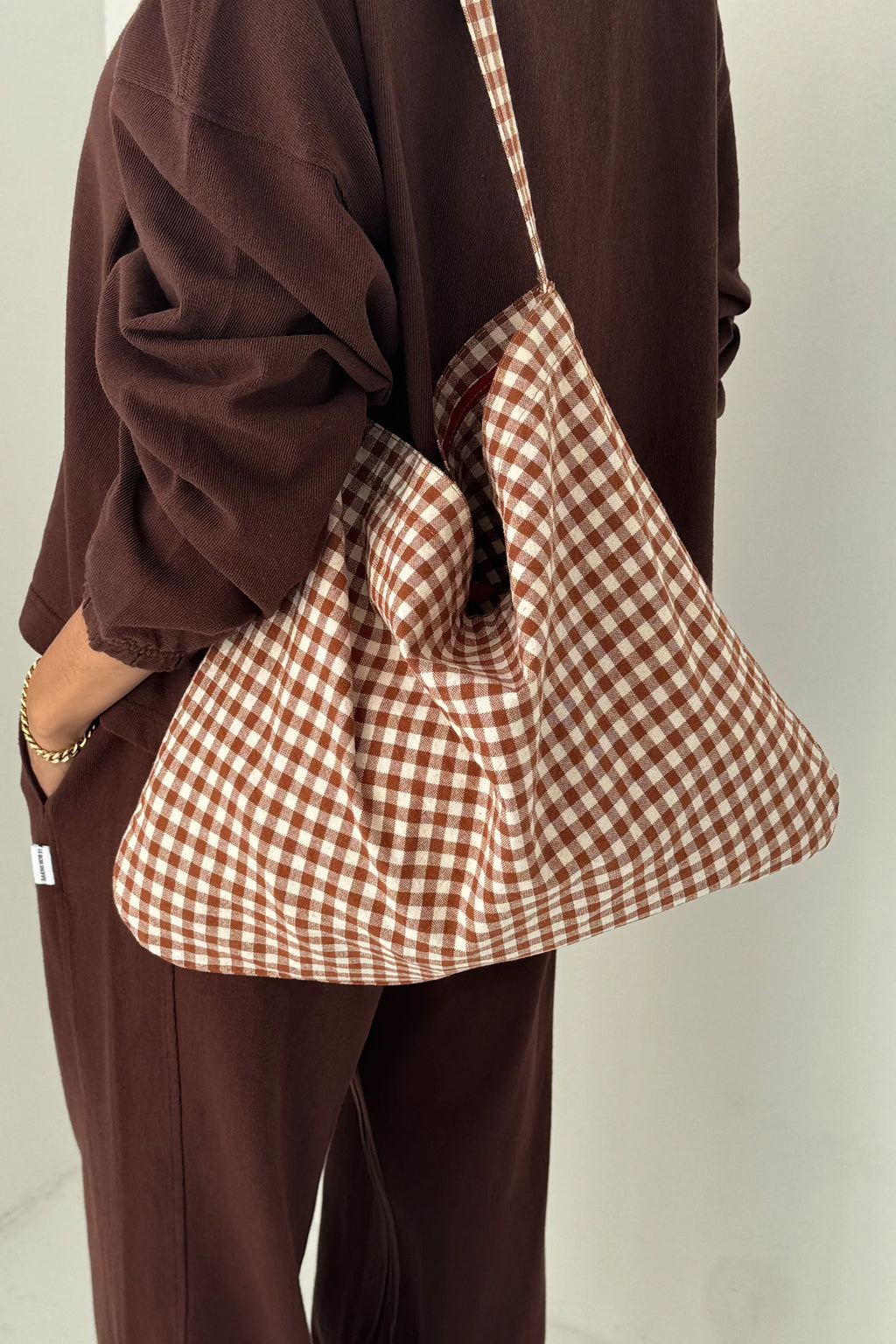 Terracotta Gingham Tote Bag