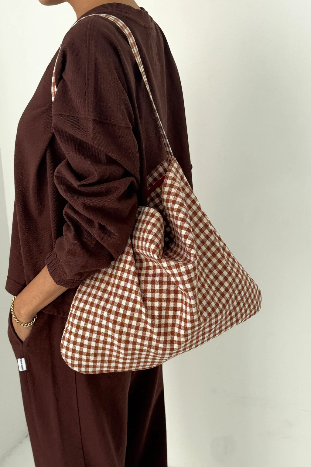 Terracotta Gingham Tote Bag