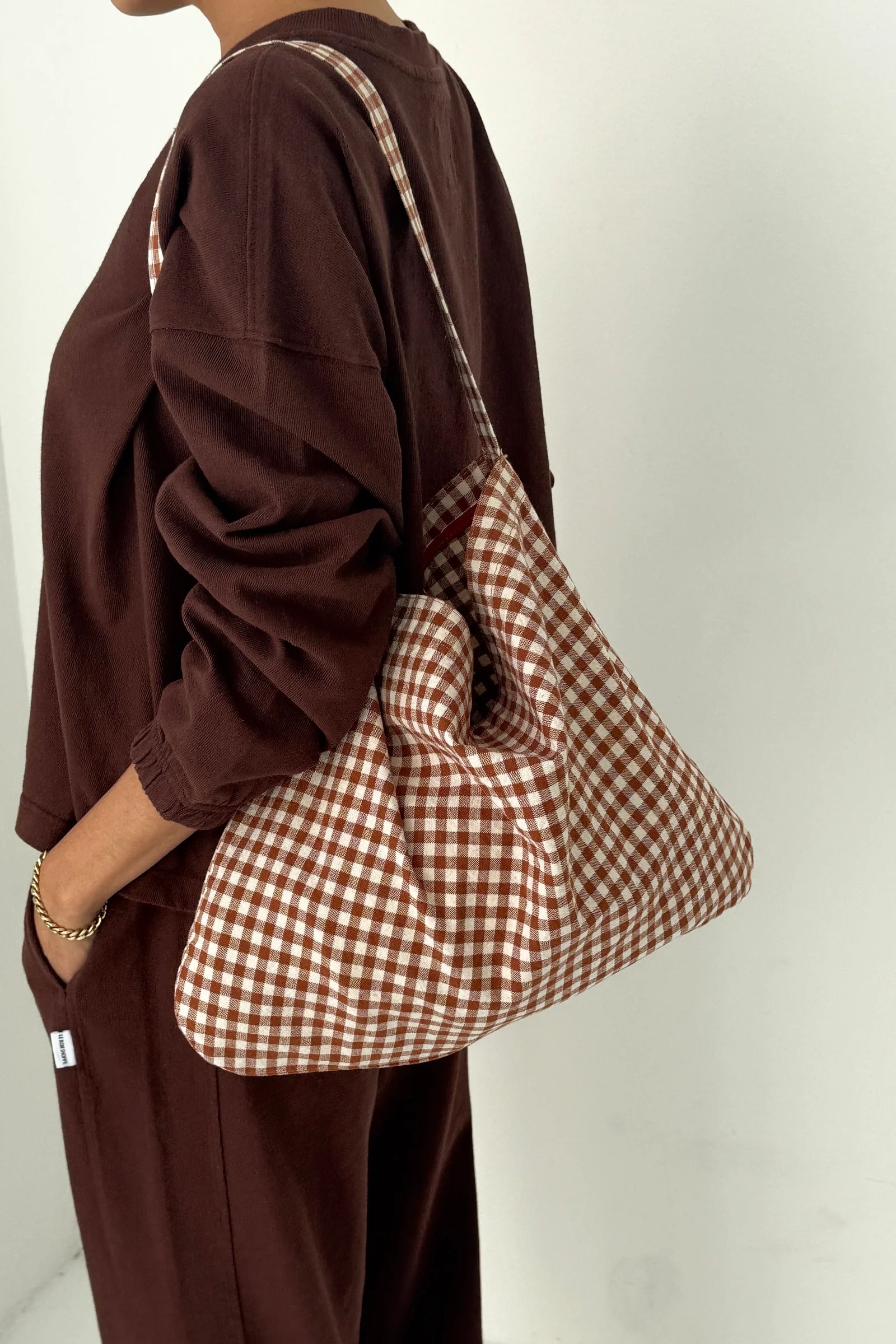 Terracotta Gingham Tote Bag