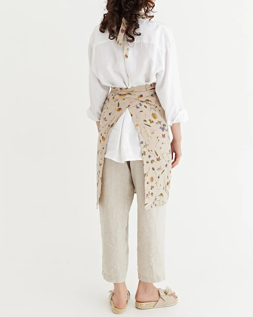 Linen Spring Floral Apron