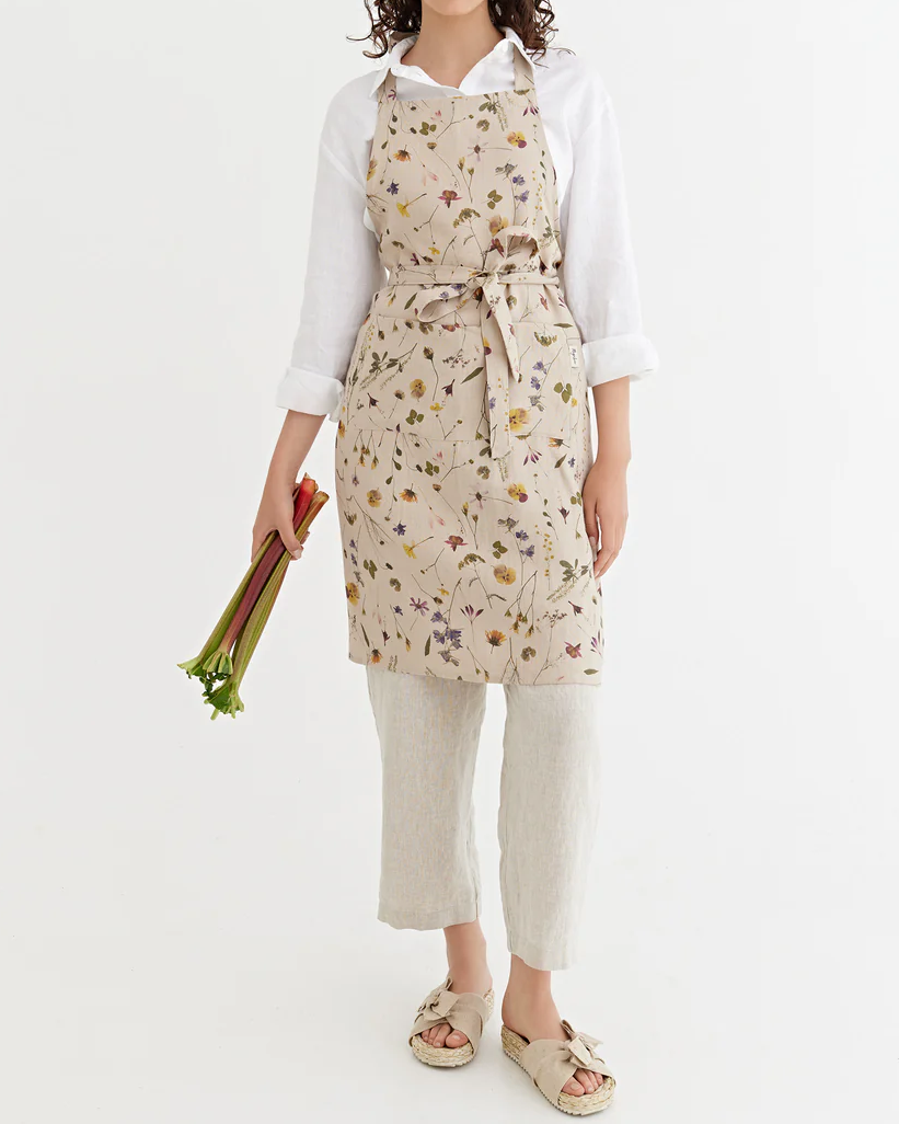 Linen Spring Floral Apron